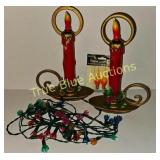 Vintage Holiday Candle Holders with Decorative Lig