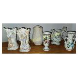 Collection of Decorative Porcelain Vases with Flor
