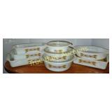 Vintage Glass Bakeware Set with Floral Design and