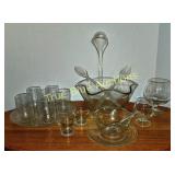 Vintage Glassware Set with Serving Bowl and Variou