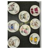 Set of Eight Vintage Floral Teacups and Saucers