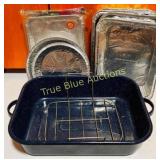 Enamel Roasting Pan with Rack and Aluminum Foil Pa