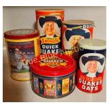 Collection of Vintage Quaker Oats Cans from Variou
