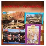 Four Sealed Jigsaw Puzzle Boxes Featuring Scenic a