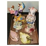 Vintage Ceramic Animal Figurines Set with Pig and