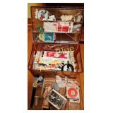 Vintage Sewing Supplies Storage Box with Various A