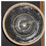 Antique Stoneware Crock with Dark Glaze and Light