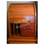 Vintage Oak Secretary Desk with Intricate Storage