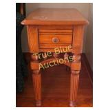 Charming Vintage Oak Side Table with Intricate Det