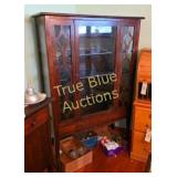 Elegant Vintage Oak Display Cabinet with Glass Doo
