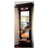 Exquisite Vintage Carved Wooden Mirror with Bench