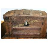 Antique Ornate Wooden Trunk with Intricate Detaili