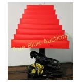 Vintage Art Deco Panther Table Lamp with Bold Red