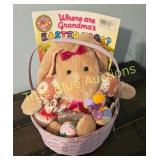 Charming Vintage Easter Basket with Plush Bunny an