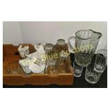 Crystal Glassware Set with Pitcher and Tumblers in