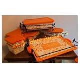 Vintage Orange Floral Bakeware Set with Storage Co