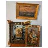 Vintage Framed Art Collection: Maritime Scene, Por