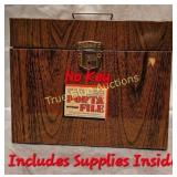 Vintage Portable File Box with Assorted Supplies -