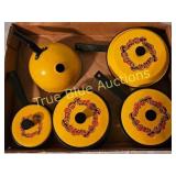 Vintage Yellow Enamel Cookware Set with Charming F