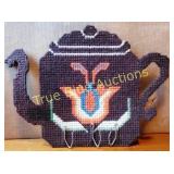 Decorative Cross-Stitch Teapot Wall Hanging with H