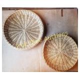 Set of Two Handwoven Wicker Baskets with Distincti