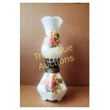 Vintage Oil Lamp with Floral Design and Candlewick