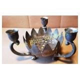 Vintage Silver Plated Candle Holder with Floral De