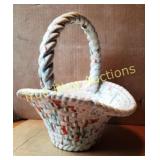Ceramic Basket with Twisted Handle and Colorful Sp