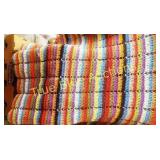 Colorful Afghan Quilt with Striped Pattern, 54" x
