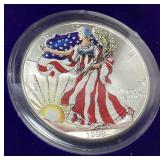 1999 SILVER AMERICAN EAGLE IN COLOR w CASE
