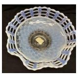 1930s FENTON OPALESCENT BASKETWEAVE BOWL, 10in