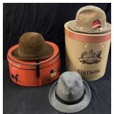 (3) 2 VTG. STETSON FEDORA & DOBBS FEDORS WITH
