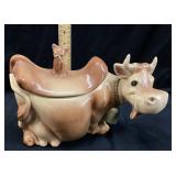 VTG. BRUSH MCCOY BROWN COW COOKIE JAR, MARKED