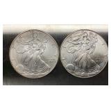 2 Silver Eagle Dollars