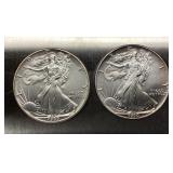 2 Silver Eagle Dollars