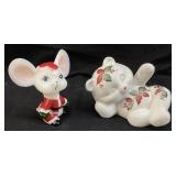 (2) FENTON CHRISTMAS MOUSE & BEAR, SIGNED BY