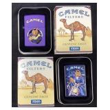 (2) ZIPPO CAMEL LIGHTERS, PURPLE SMOKIN JOE &