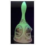 Fenton Burmese Medallion  Bell Signed J. Cutshaw