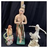 (3) VTG. RESIN HAWAIIAN HULA GIRL & 2 MERMAID
