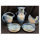 5 PIECE MID CENTURY ROSEVILLE POTTERY, SNOWBERRY