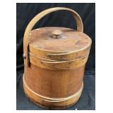 ANTIQUE PINE BENTWOOD FIRKIN LIDDED SUGAR BUCKET