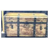 METAL BANDED WOODEN CHEST