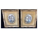 Pair Of Vtg. Pucci Porcelain 3d Wall Relief