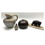 MCM STANGL POTTERY & RIVER ROCK VASE SIGNED &
