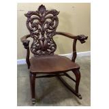 ANTIQUE STICKLEY & BRAND MAHOGANY HAND CARVED