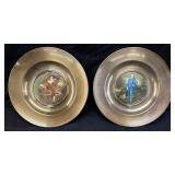 (2) Red Boy & Blue Boy Art On Copper Platter Wall