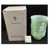 Fenton Iridescent Sea Green Empress Vase, 10in