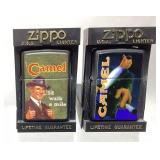(2) ZIPPO JOE CAMEL LIGHTERS, SMOKIN JOE BLACK &