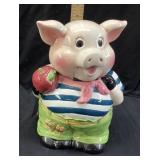 1980s INTERNATIONAL ART PIG w APPLE COOKIE JAR,
