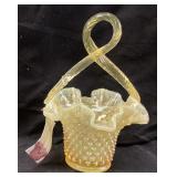 FENTON IRIDIZED GOLD PEARL HOBNAIL LOOP HANDLE